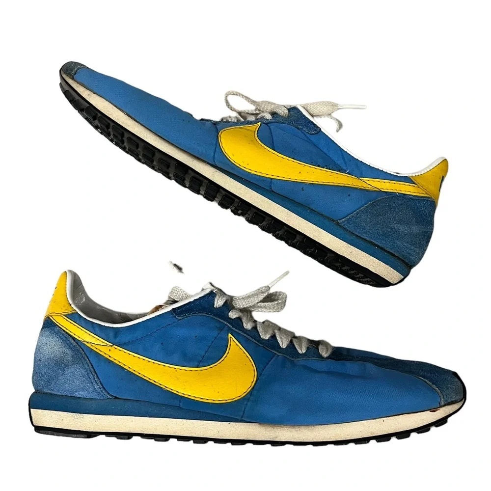 RARE! MENS Vintage Nike Waffle Trainer 1981 Blue &Yel Athletic Running Sneaker 9 - Picture 8 of 15